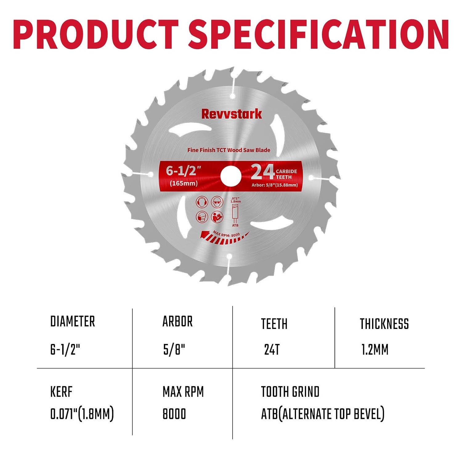 Detalle 2 de Revvstark 6-1/2" 24T Circular Saw Blades, 5/8" Arbor, 3-Pack
