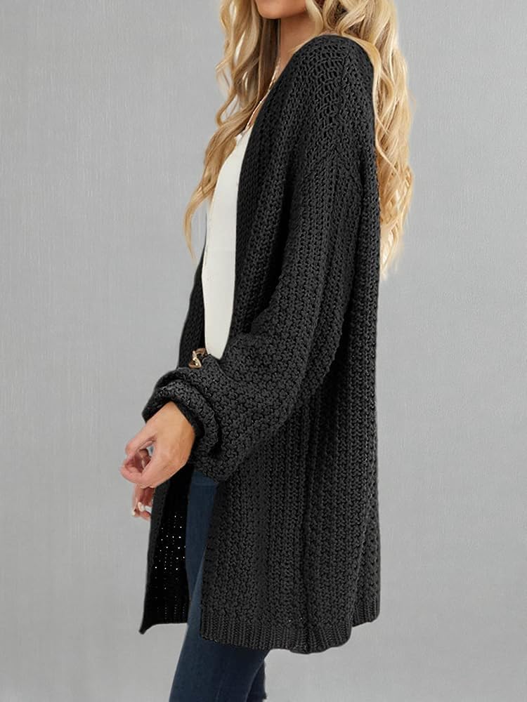 Detalle 1 de Maroway Women's Oversized Long Cardigan, Open-Front Chunky Knit