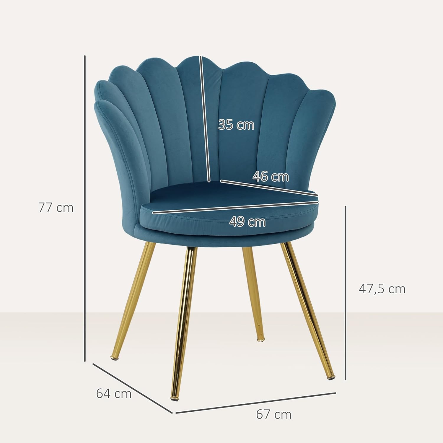 Thumbnail 2 de HOMCOM Fauteuil Coquillage Bleu 67x64x77 cm
