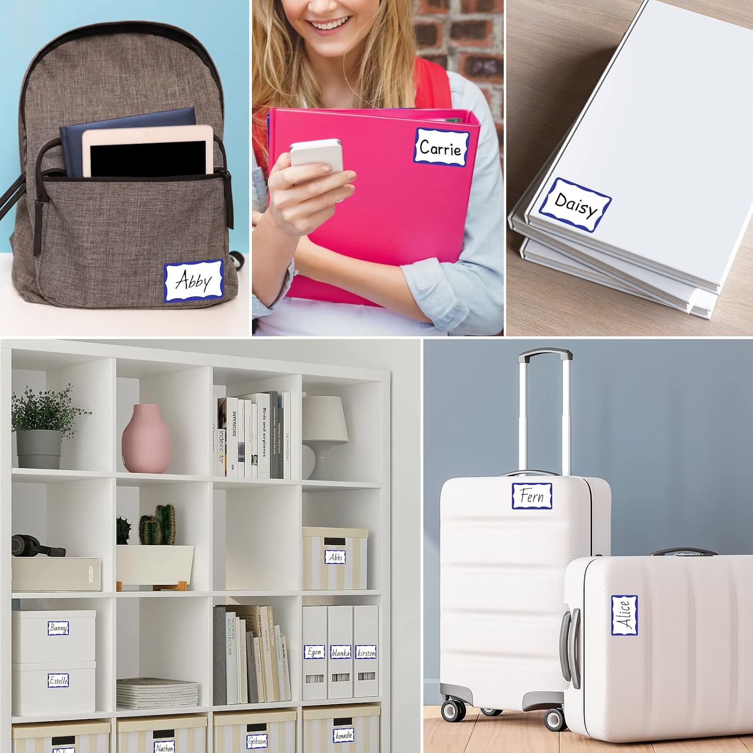 Thumbnail 6 de Utron TF004 Name Tag Stickers, 3in x 2in White Labels with Blue Border