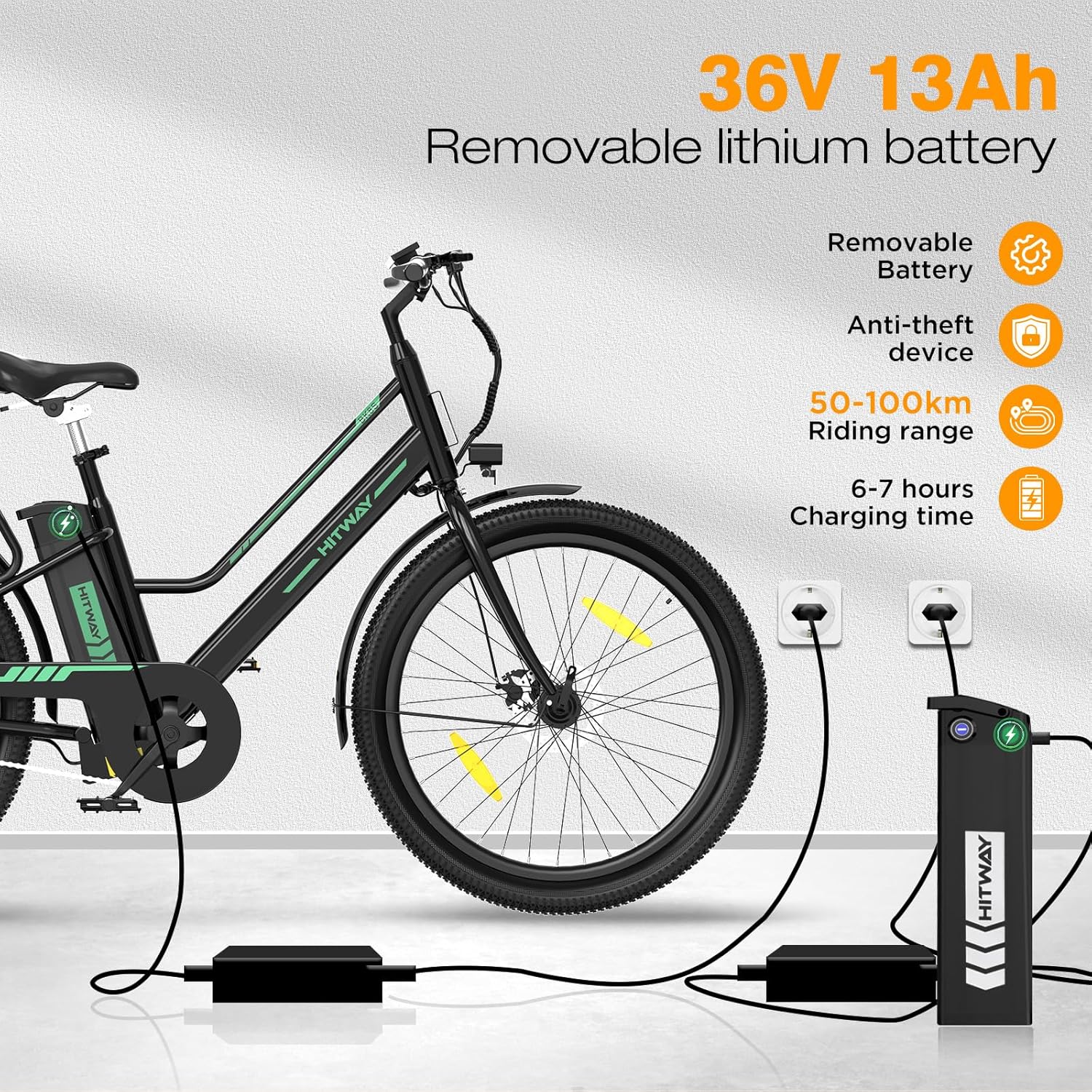 Detalle 2 de HITWAY 27.5" Electric Bike — 250W City Commuter 🚴♀