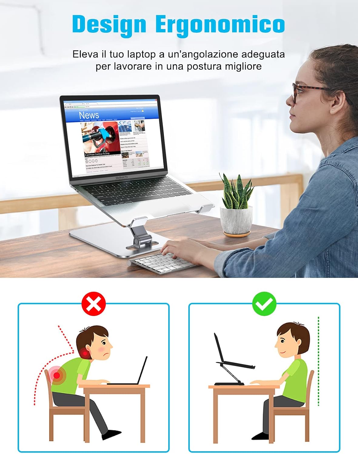 Detalle 2 de Babacom Supporto PC portatile ergonomico 4 kg