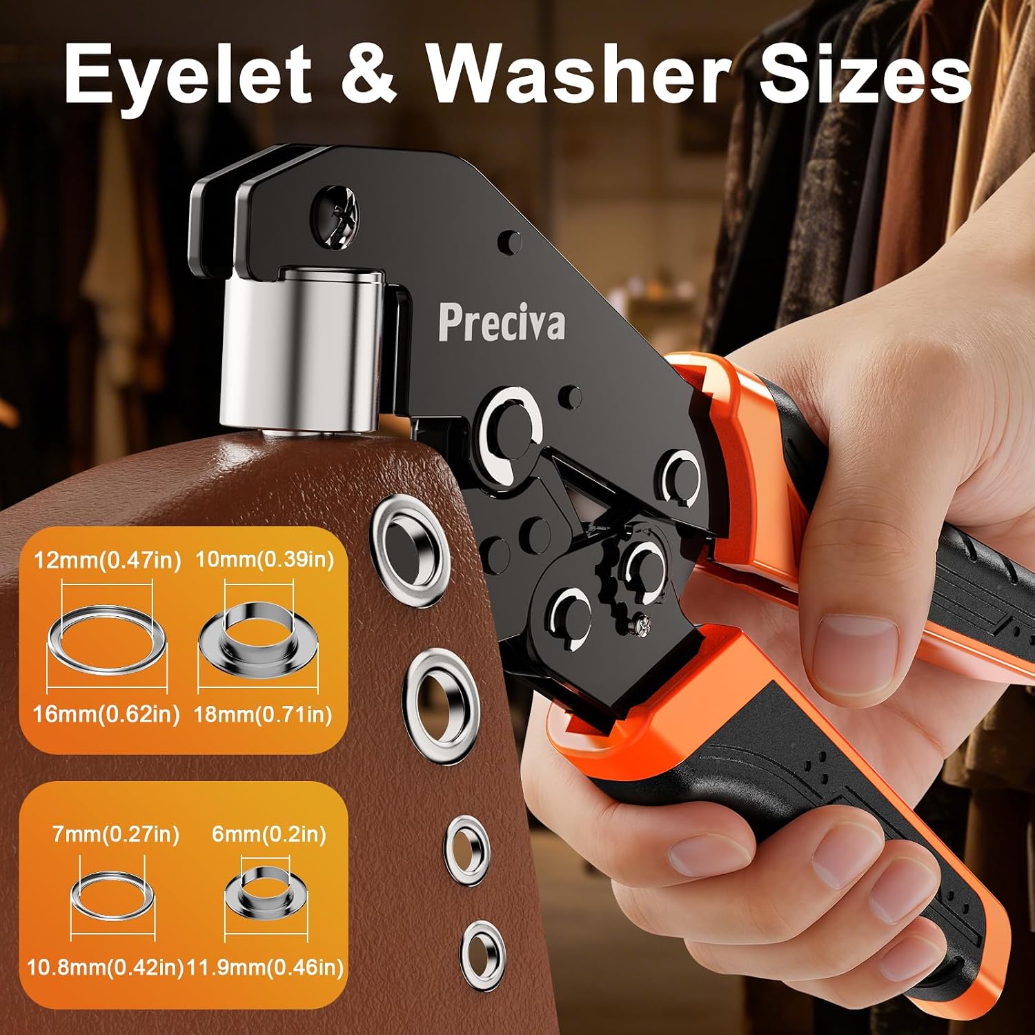 Thumbnail 3 de Preciva Pince à Œillet avec 400 pièces 6+10 mm – Kit professionnel et coffret
