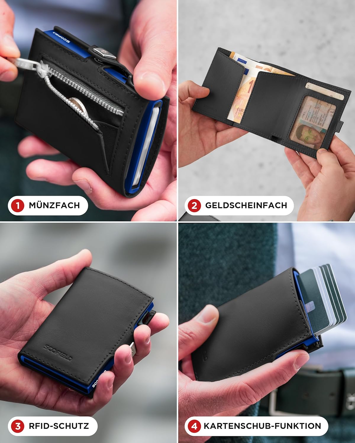 Thumbnail 1 de SF SCOFIELD Duality Classic Slim Wallet mit Münzfach – RFID-Schutz & Airtag-Kompatibilität