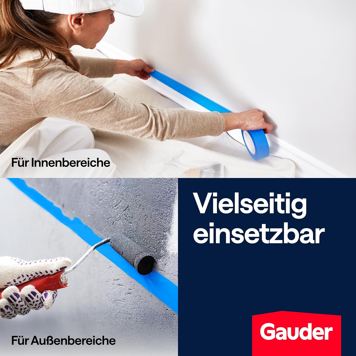 Thumbnail 5 de GAUDER Malerkrepp 24 mm x 50 m – präzise Farbkanten, blaues Masking Tape aus Washi-Papier (24 Rollen)