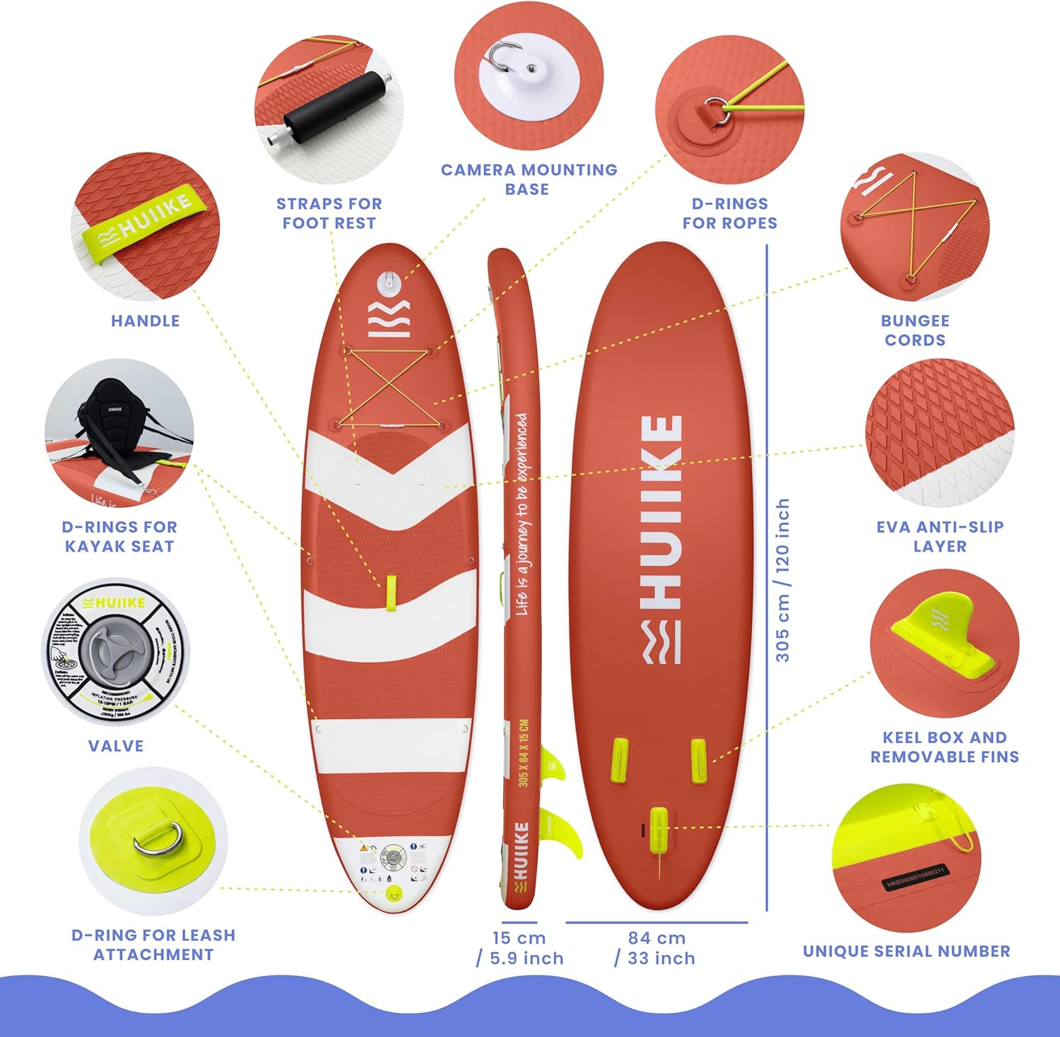 Thumbnail 1 de HUIIKE 10' Stand Up Paddle Board — Beach Full Pack with Pump, Oar, Fins and Kayak Adaptation