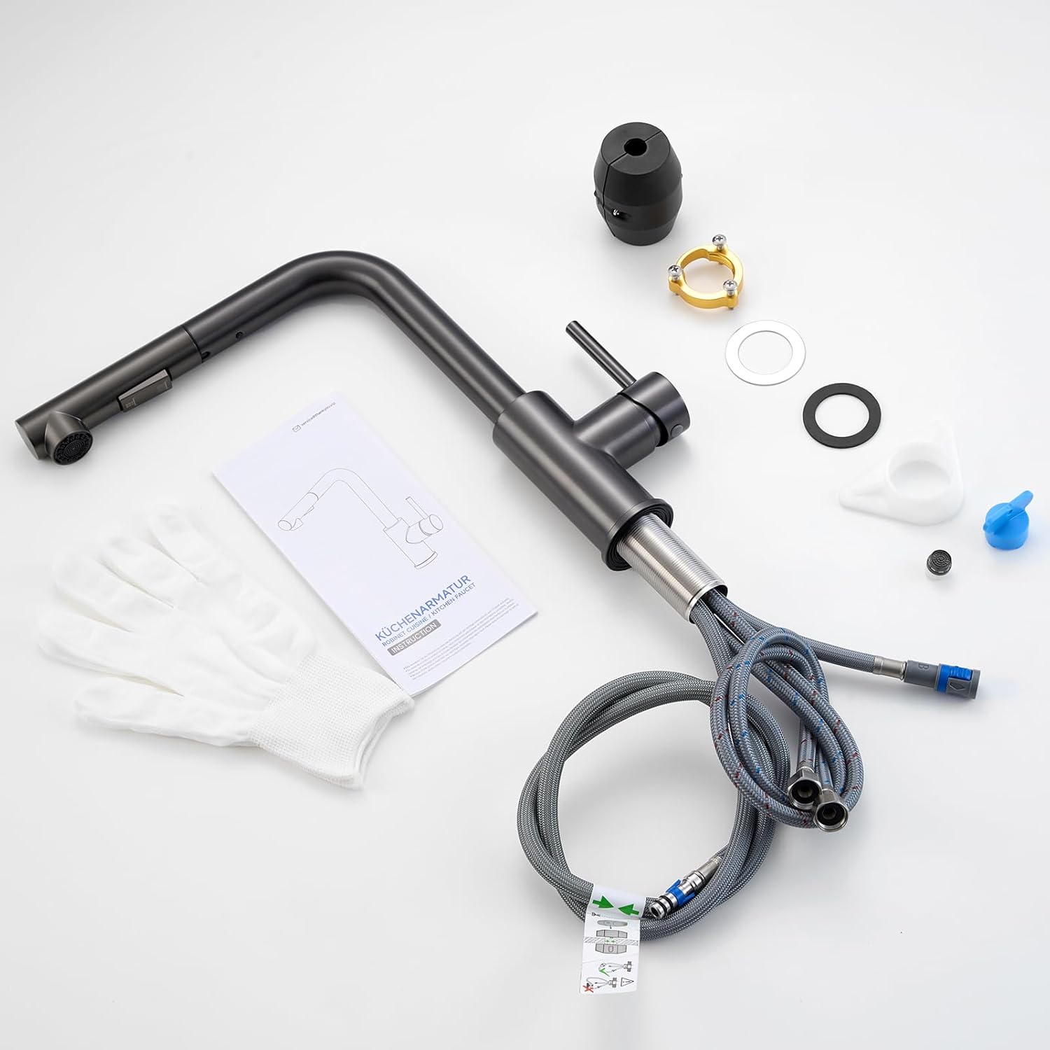 Thumbnail 5 de Sofetiy Küchenarmatur mit ausziehbarer Brause (2 Strahlarten) – Edelstahl 304, 360° drehbar, Gunmetal