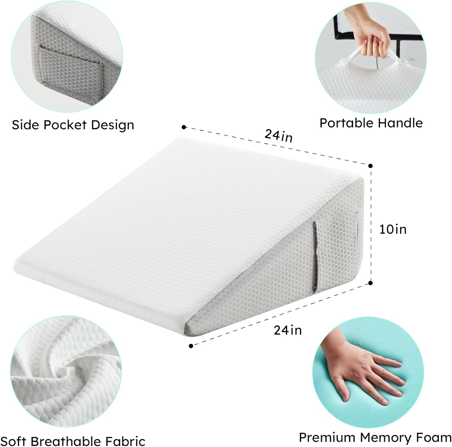 Thumbnail 4 de Bedluxe Wedge Pillow 10 inch for Acid Reflux