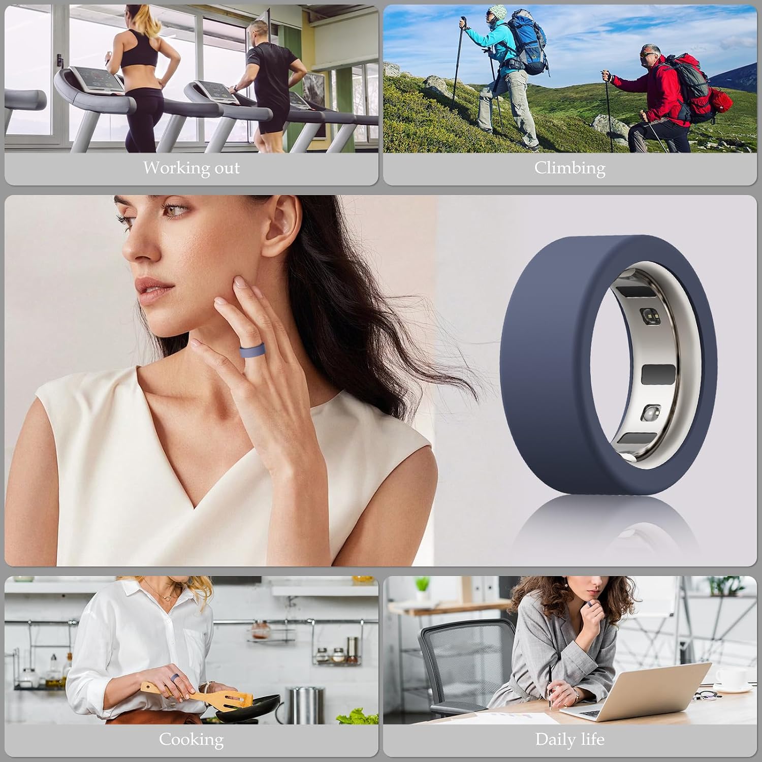 Detalle de Hexasider 15pcs silicone ring covers for Oura Ring Gen 3/Gen 4 (and Ultrahuman Ring AIR) – size L (12/13/14/15)