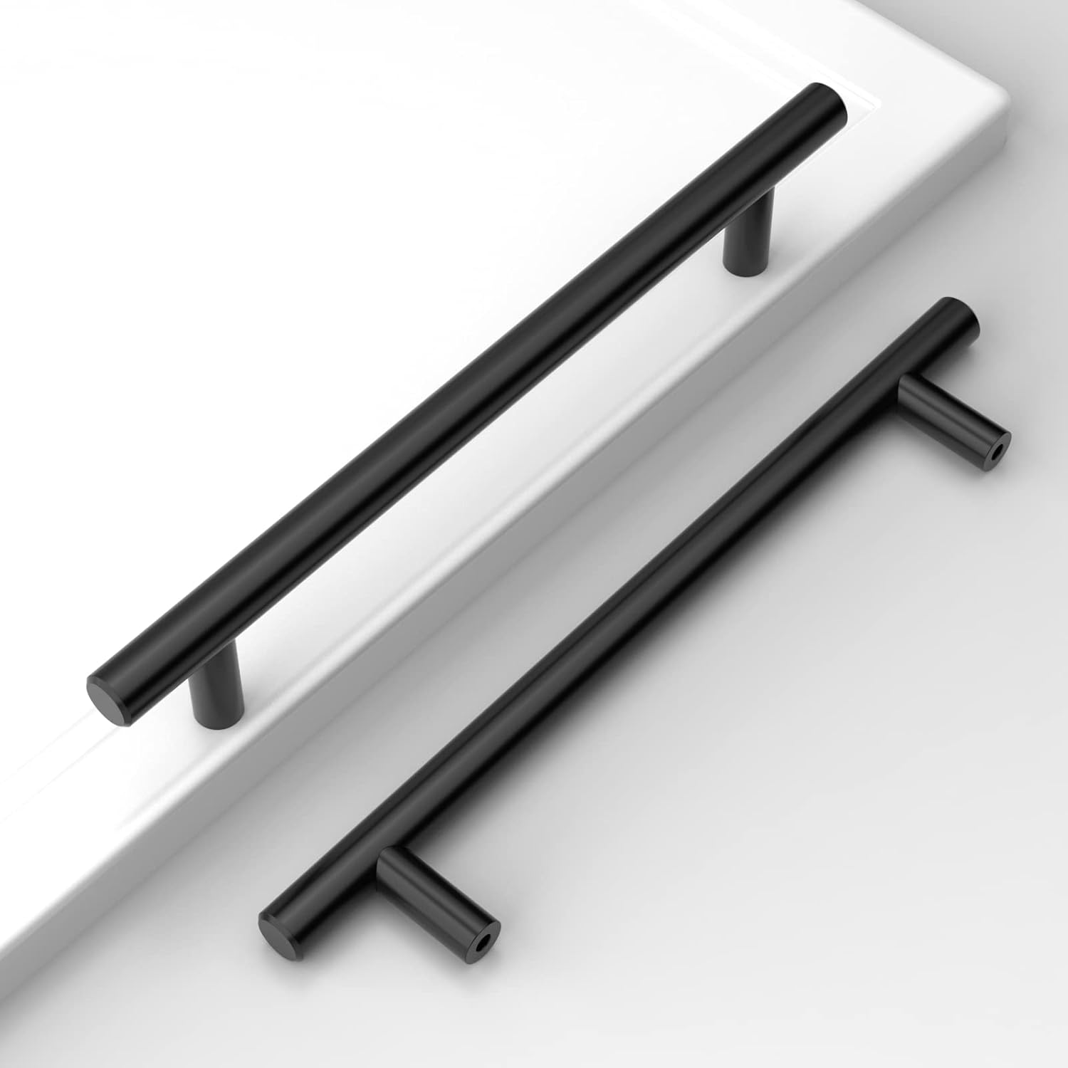 Amerdeco 10 pezzi Maniglie per Mobili da Cucina Nero, distanza fori 160 mm, acciaio inossidabile