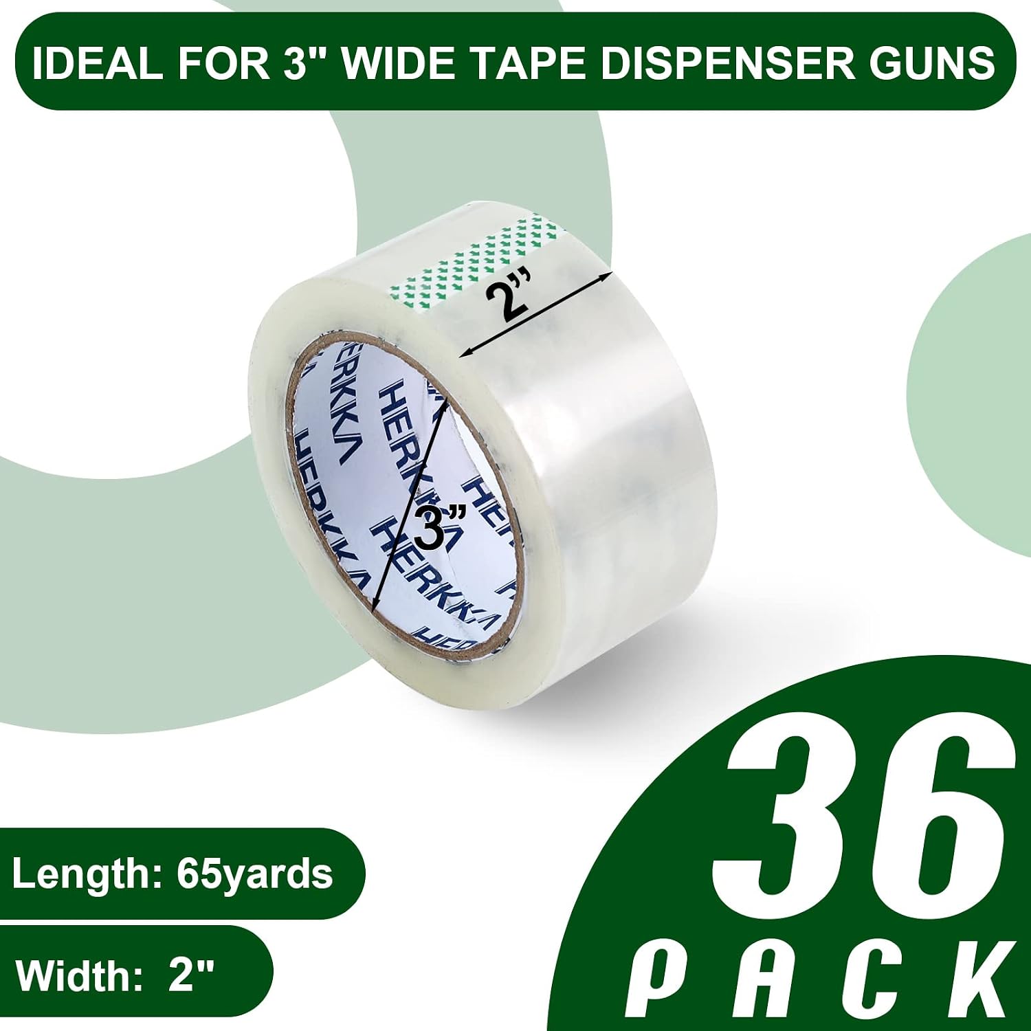 Thumbnail 2 de HERKKA Clear Packing Tape: 36 Rolls Heavy Duty, 2" x 65 yd (2340 yd total)