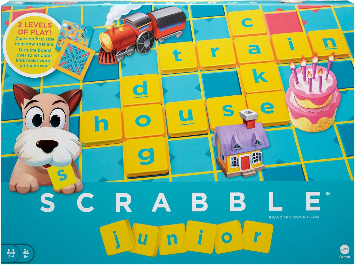 Detalle de Mattel Games Scrabble Junior Board Game (English Edition) – a kid-friendly word game for 2–4 players