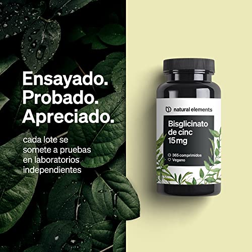 Thumbnail 3 de natural elements Zinc Bisglicinato 15 mg (365 comprimidos) para pelo, piel, uñas e inmunidad