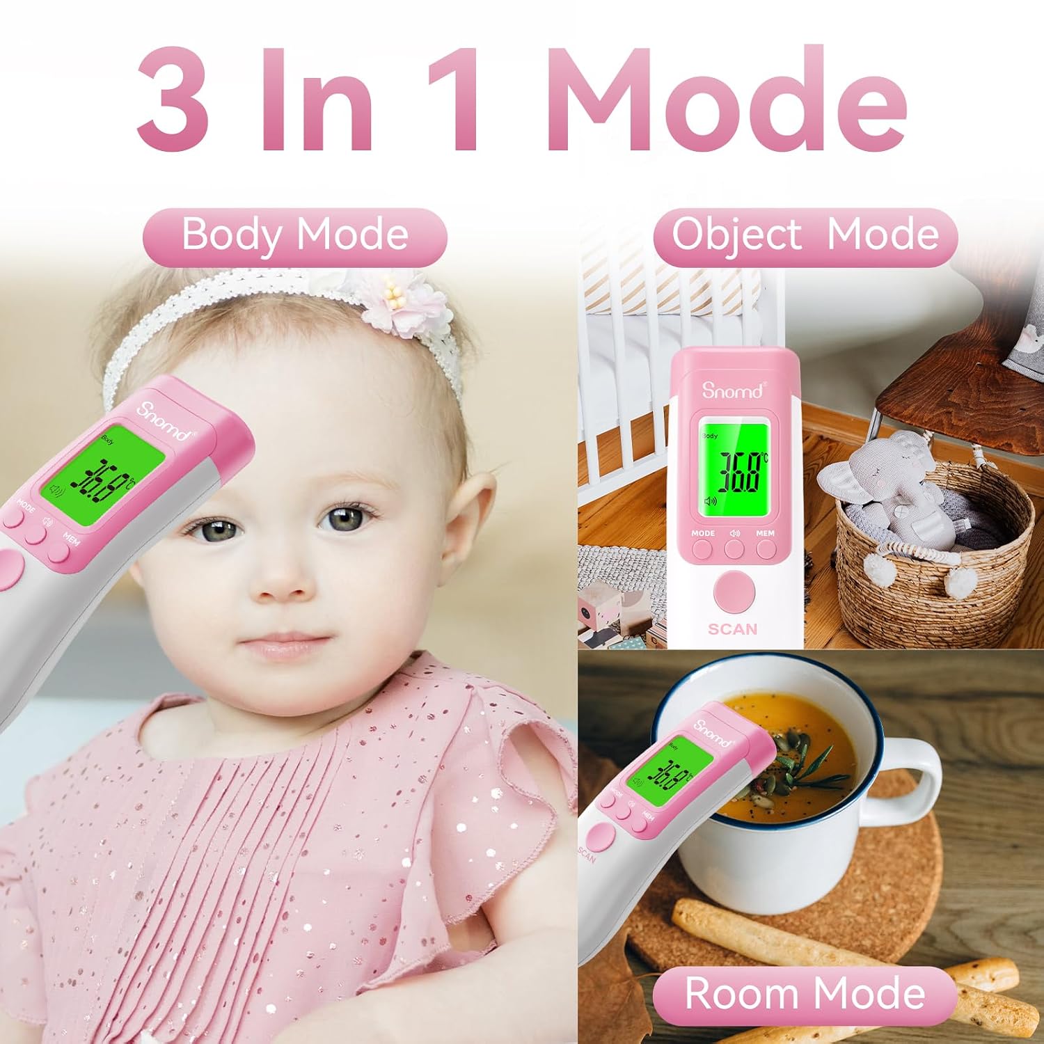 Thumbnail 1 de Snomd JXB-183 Non-Contact Infrared Thermometer, 3 Modes and Mute