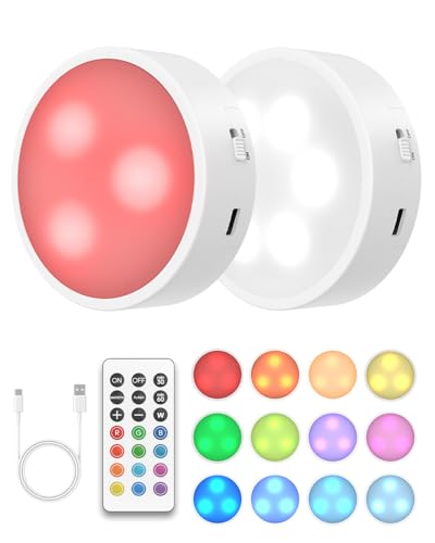 GOODEA.fun - 2 Pack Lampe LED Rechargeable RGB sous meuble sans fil (Puck Lights)
