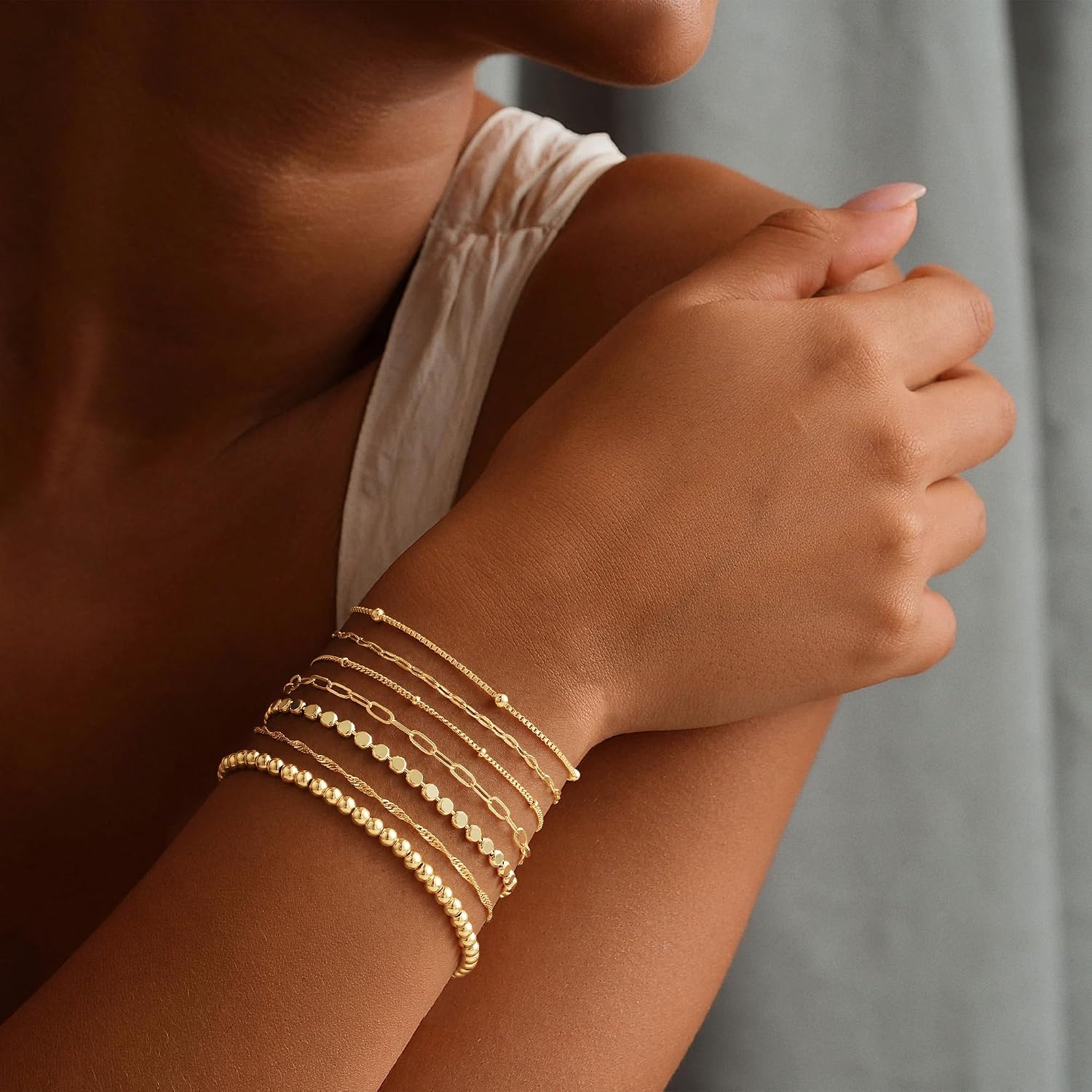 Detalle de Turandoss Gold Bracelet Set 14K Gold-Plated