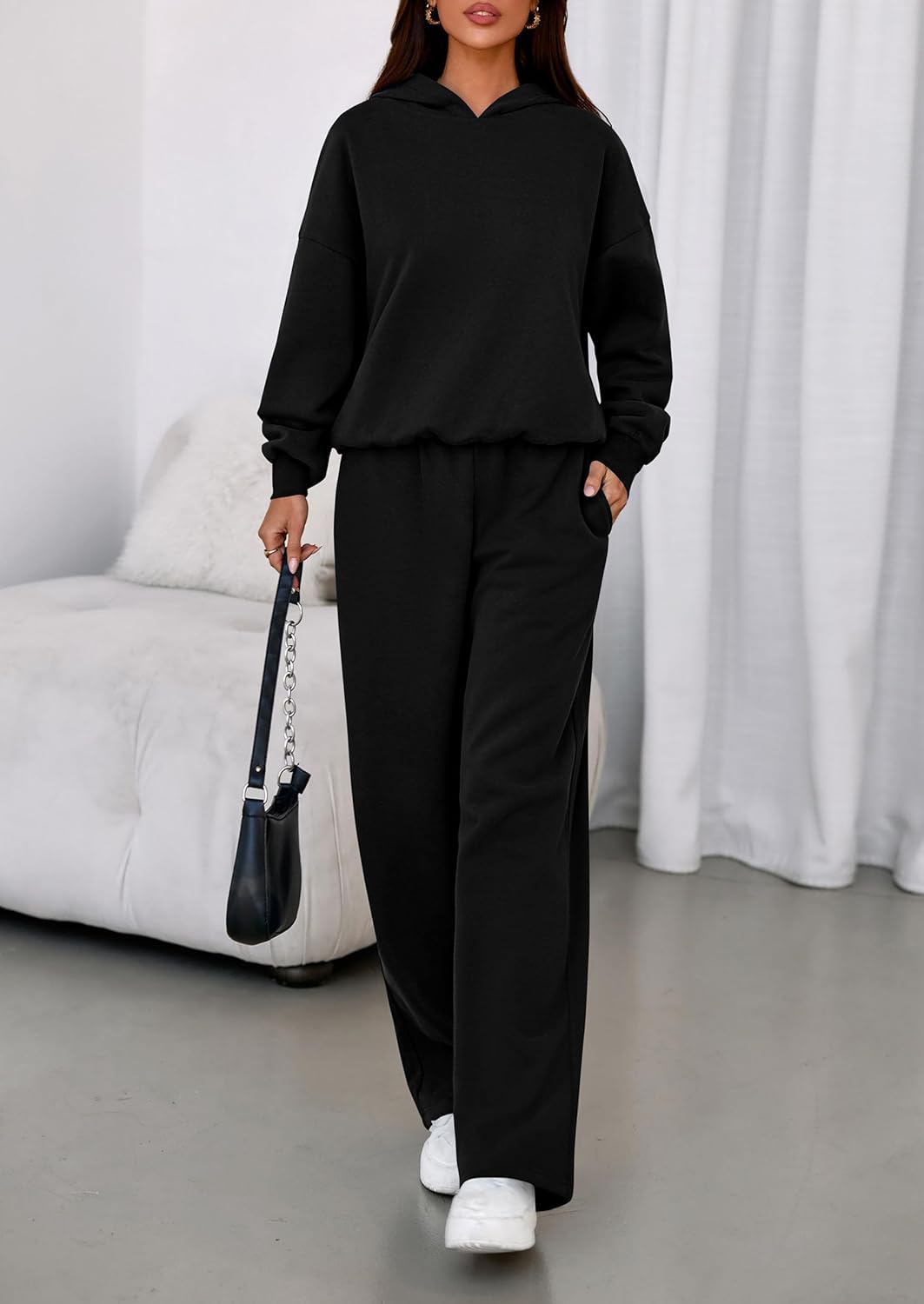 Thumbnail 5 de PRETTYGARDEN 2-Piece Women's Sweat Set: Hooded Long Sleeve + Wide-Leg Pants for Autumn