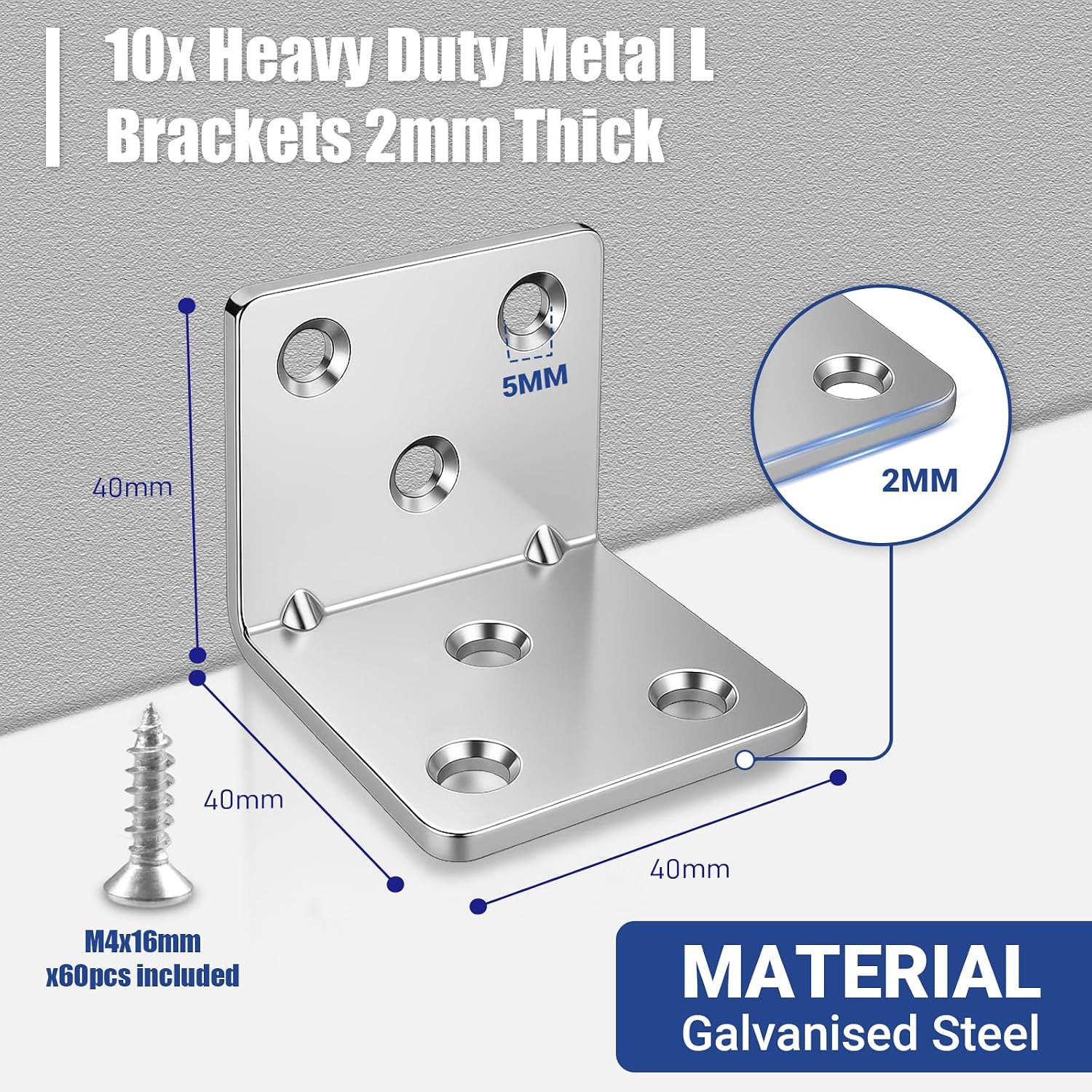 Detalle 2 de Xyxu L Brackets for Wood 10 Pack