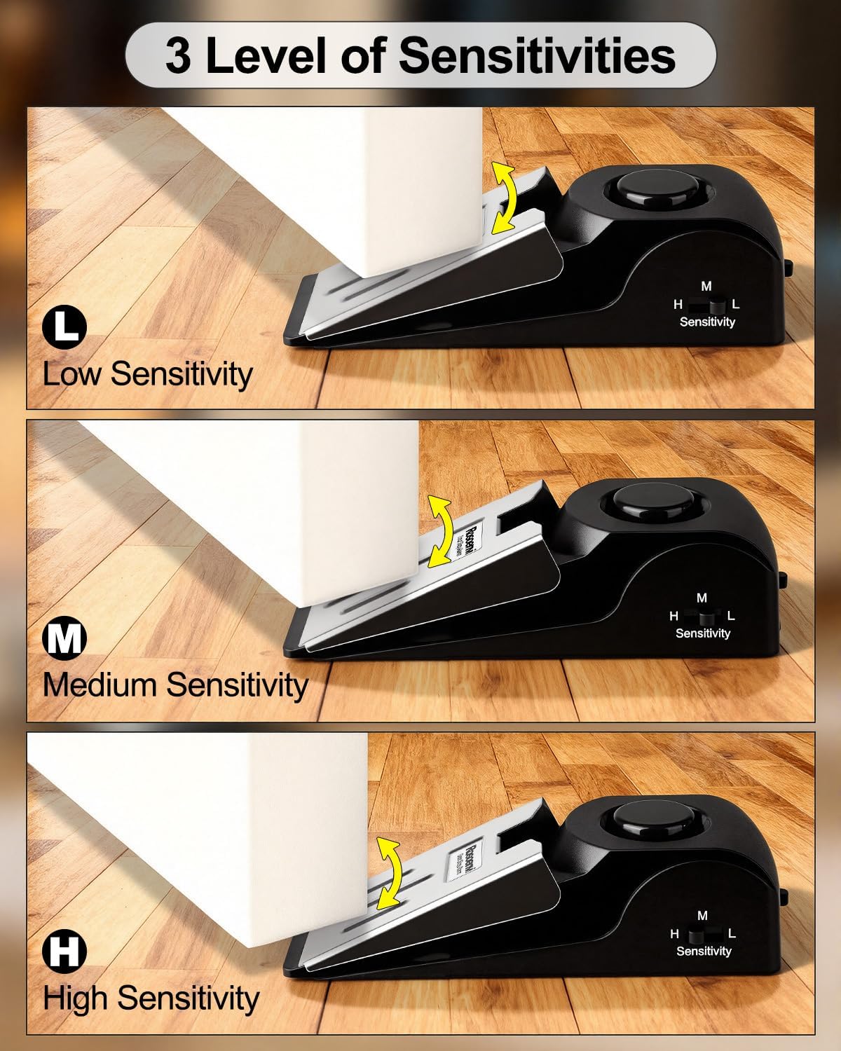 Thumbnail 2 de Rosoenvi 2-Pack Door Stop Alarms, Rubber Wedges with 120 dB Siren