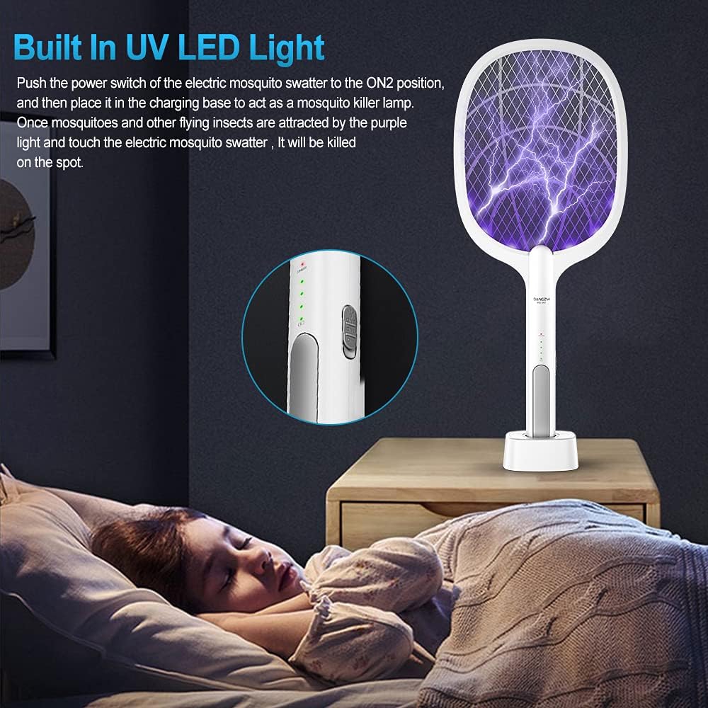 Detalle de DANGZW Electric Fly Zapper 4000V: 2-in-1 USB-C Rechargeable UV Light Trap