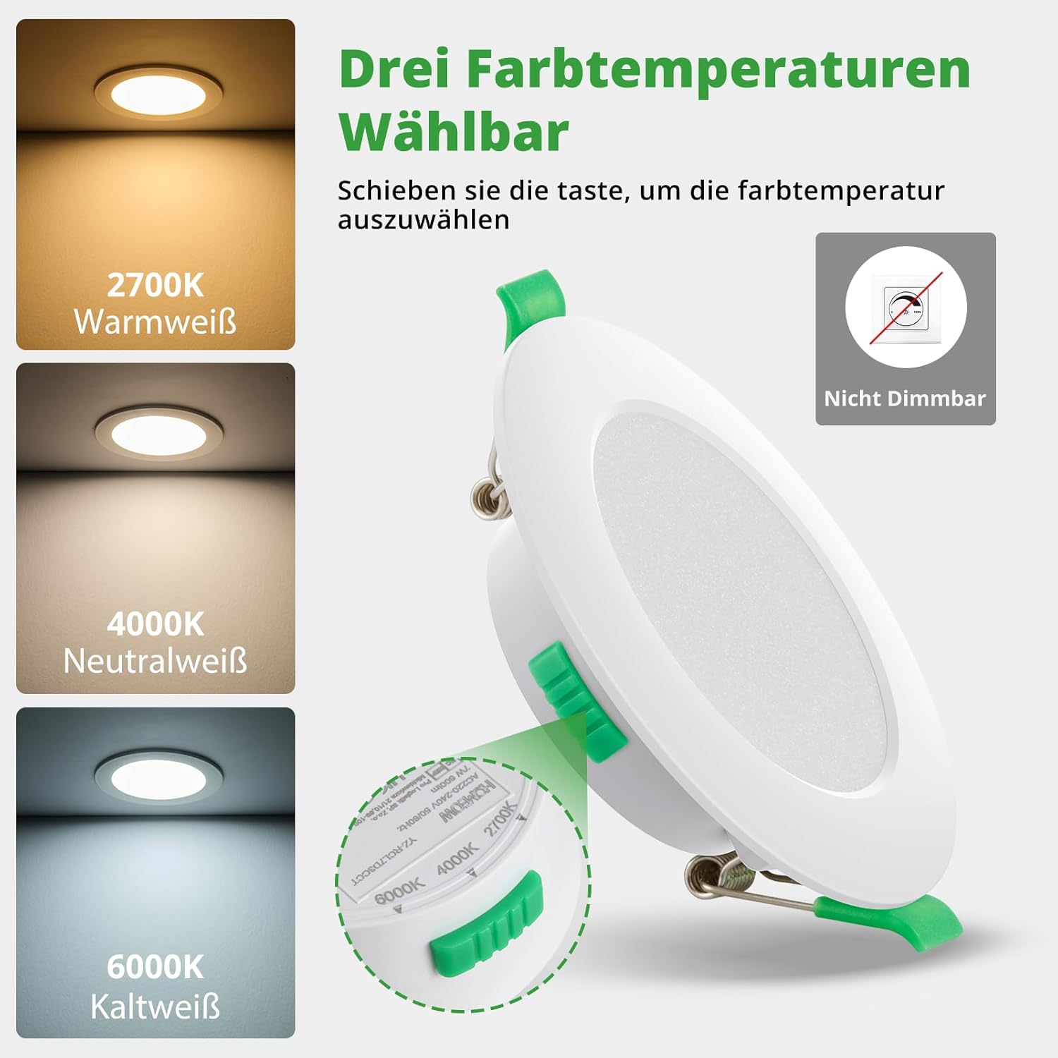 Thumbnail 1 de HOMEOW 20er Set LED-Einbaustrahler 230V 7W – Ultra-flach, IP44, 3 Farbtemperaturen
