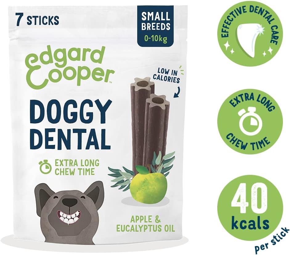 Thumbnail 1 de Edgard & Cooper Snack Dentali Naturale Stick per Cane – Mela e Eucalipto, Confezione 8