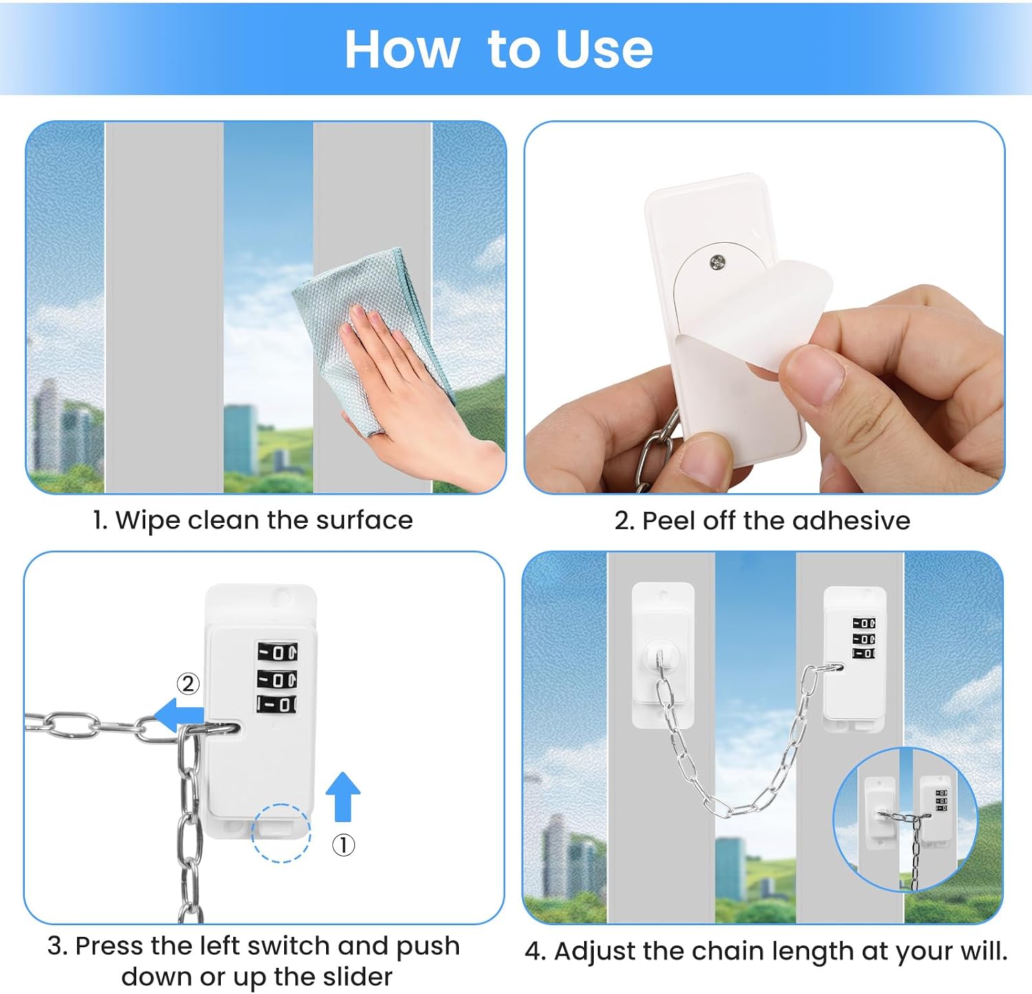 Detalle 2 de NewBinn window restrictor chain limiter 19 cm