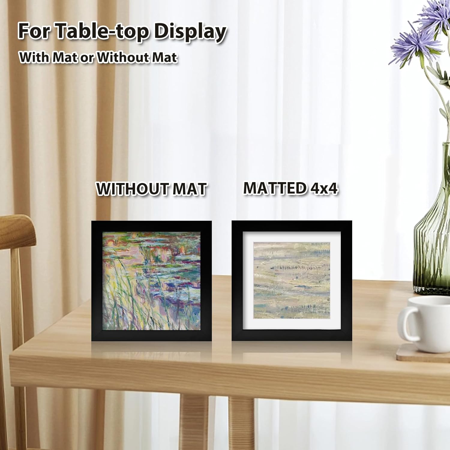 Thumbnail 5 de EGOFINE 5x5 Photo Frames in 100% Solid Wood, Black (5x5 Opening) – Wall & Table Display