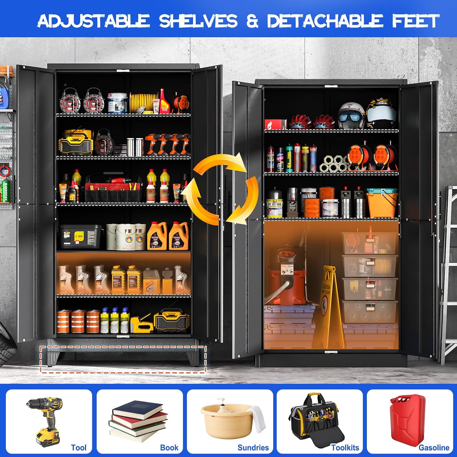 Thumbnail 3 de GAIOUS FT-02 79-Inch Metal Storage Cabinet, Lockable with 5 Adjustable Shelves