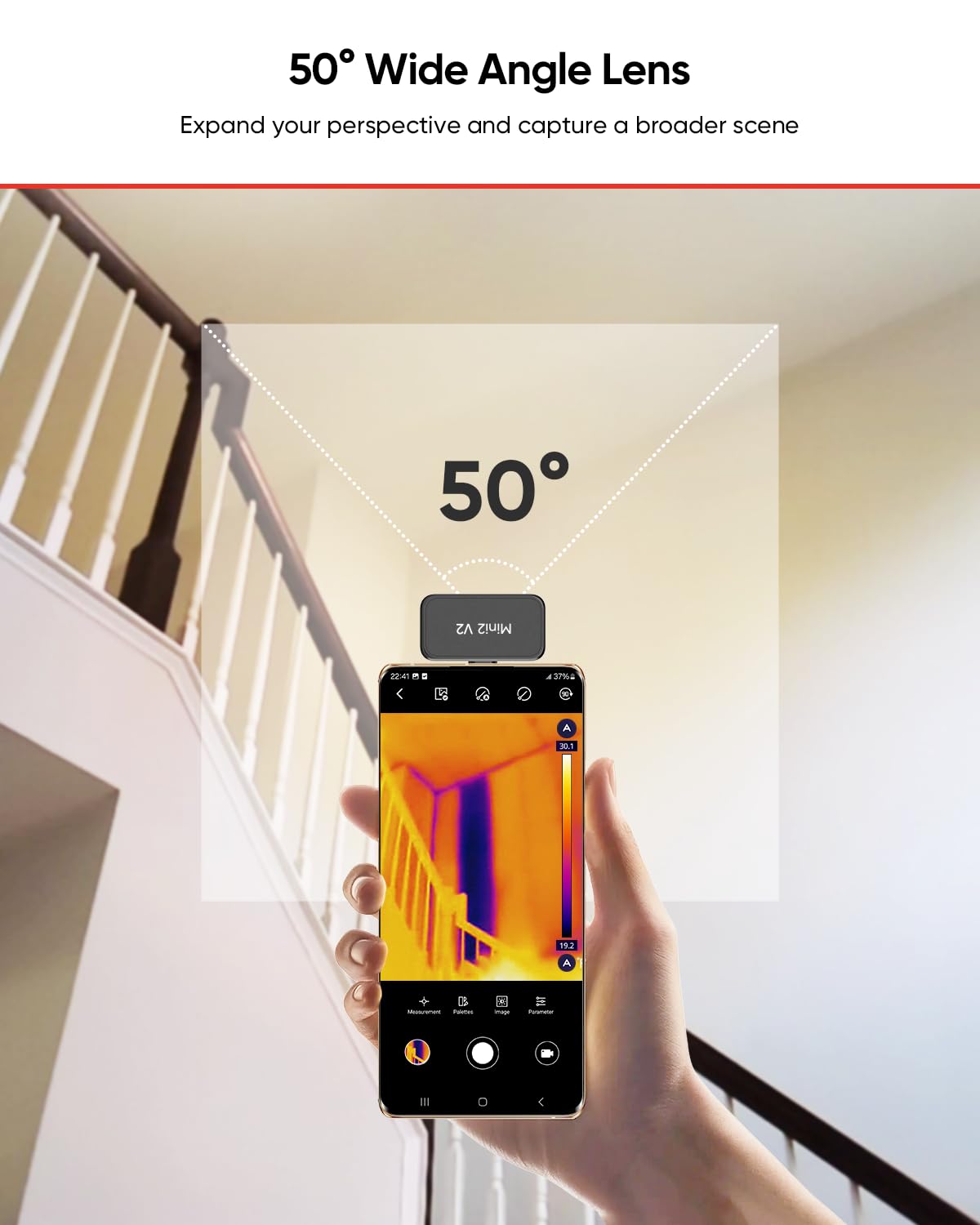 Detalle 2 de HIKMICRO Mini2 V2 Thermal Camera, 256 × 192 IR, SuperIR and 50° Lens