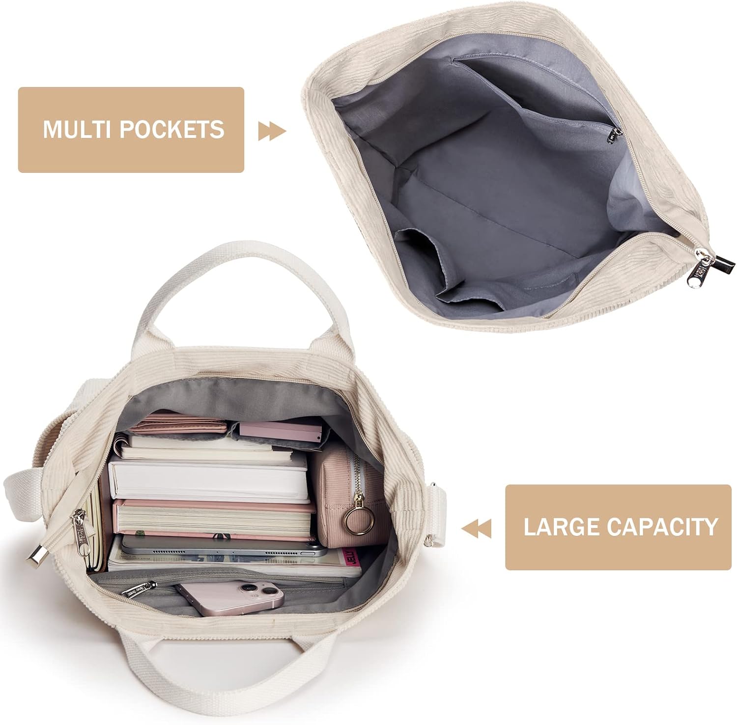 Thumbnail 4 de KALIDI Handtasche Canvas Shopper 15x6x16 Zoll