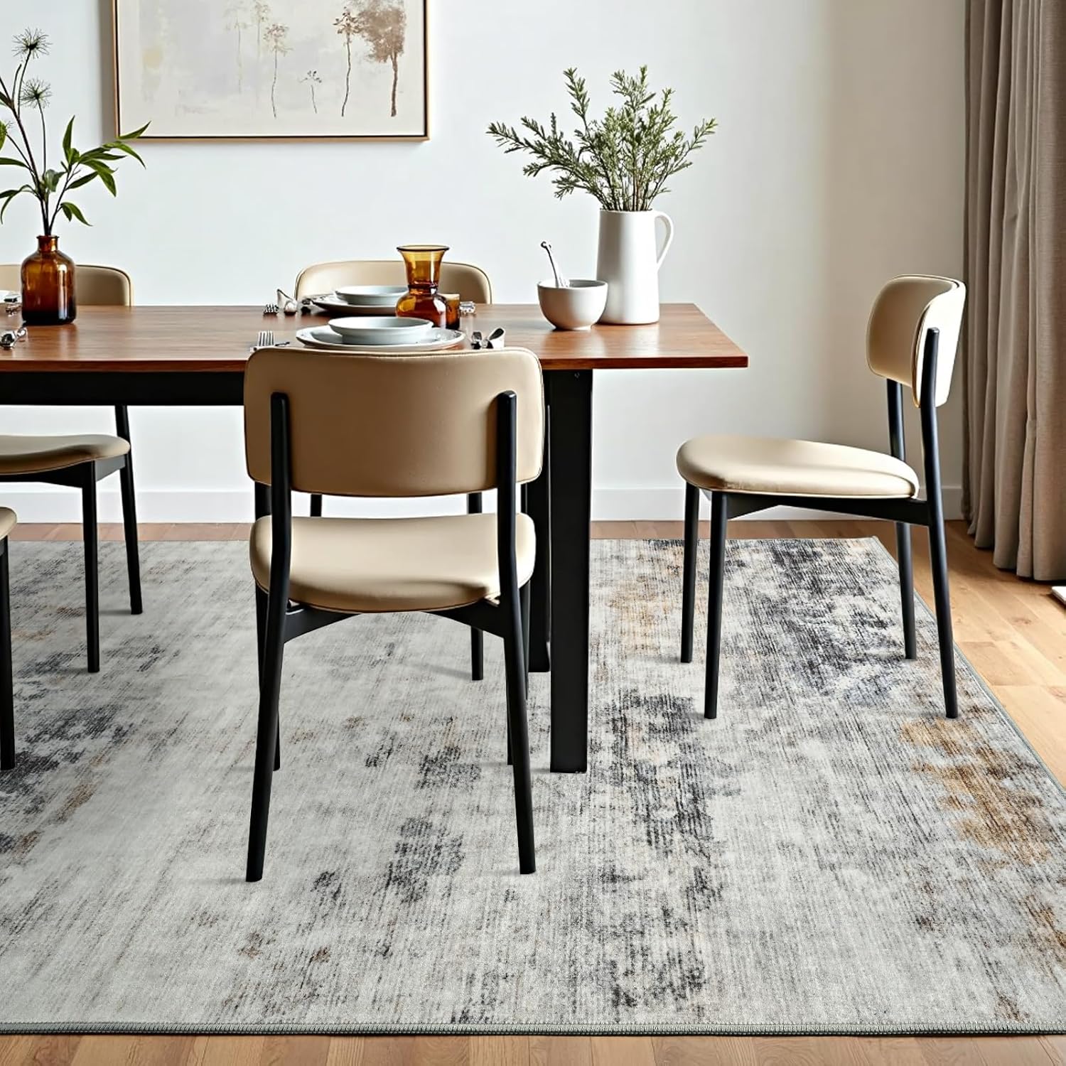 Detalle de Toneed Abstract Area Rug 7x9 washable low-pile rug 🏠
