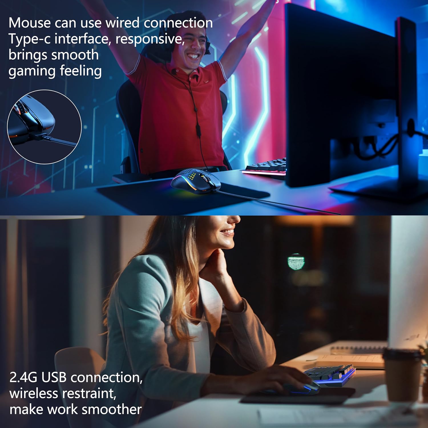 Thumbnail 5 de MOOJAY Wireless Keyboard and Mouse RGB Backlit Combo