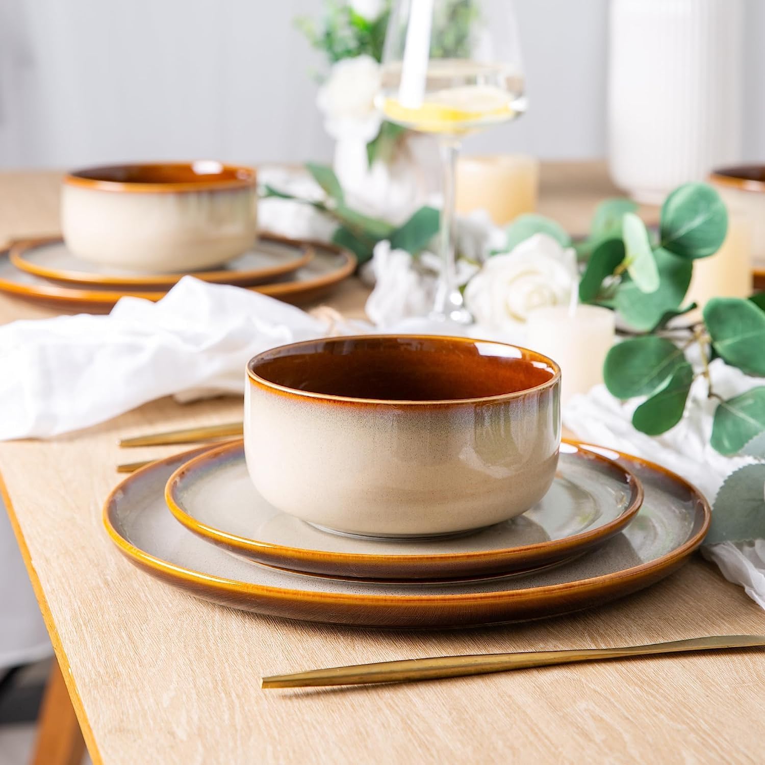 Thumbnail 4 de LeRatio 12-Piece Ceramic Dinnerware Set for 4 (Service for 4) 🍽