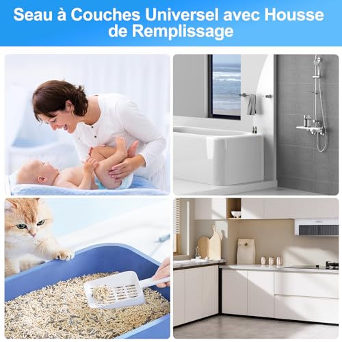 Detalle de NATNAV 15 Pièces Recharge Poubelle à Couche – Sac Bébé 4,5 m × 26 cm, 7 couches et compatibilité universelle