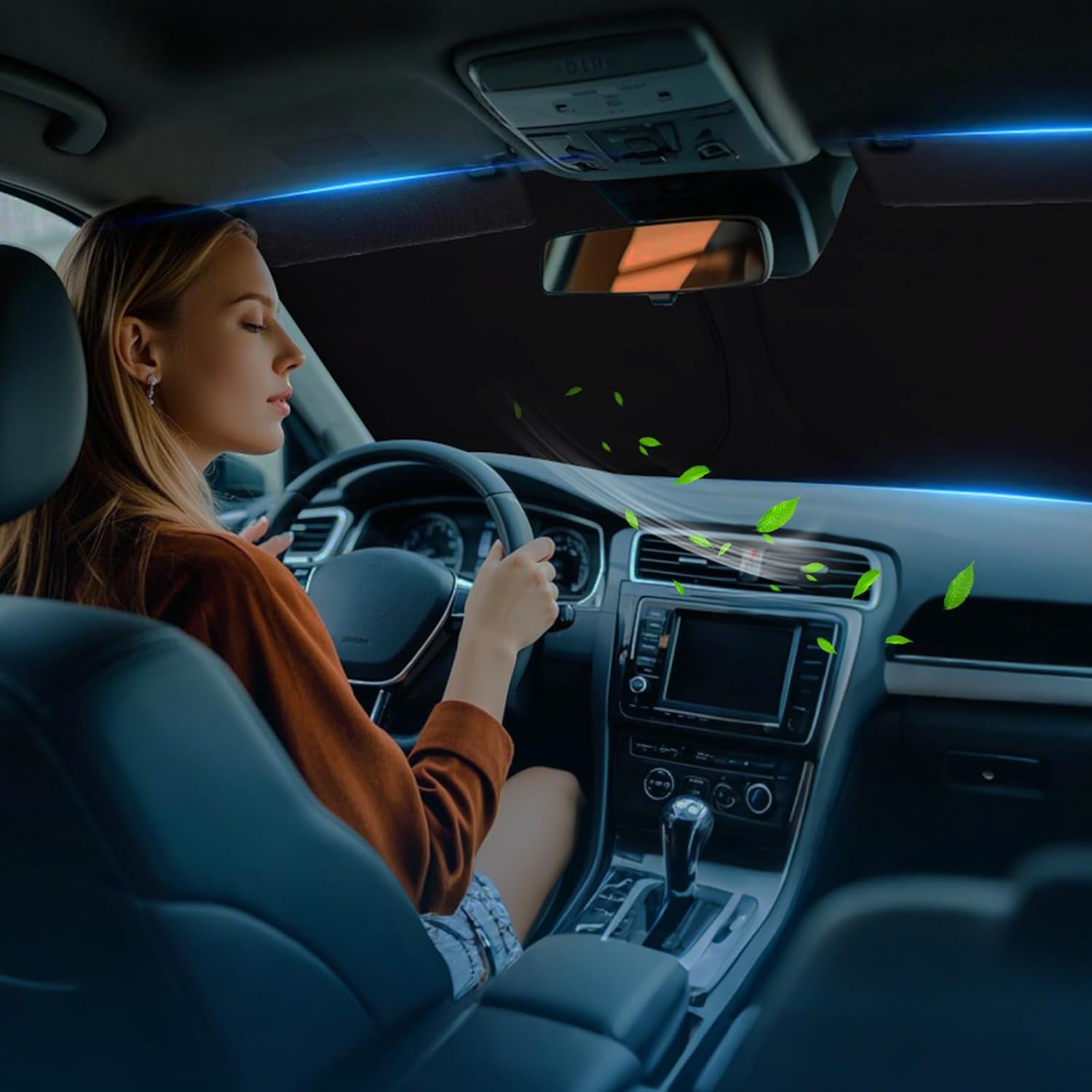 Detalle de XCBYT Sonnenschutz Frontscheibe für VW Touran 2016–2024 – Verdickte, faltbare Abdeckung mit UV-Schutz