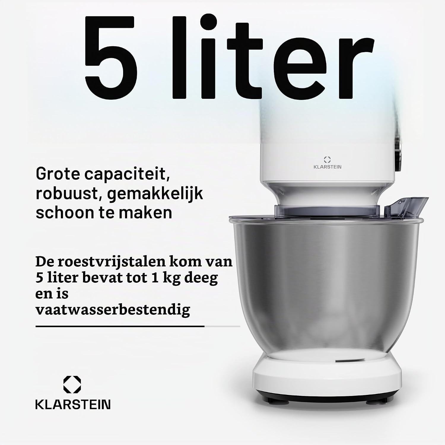Detalle de Klarstein Bella Evo SM-B03B keukenmixer, 5 liter, 12 snelheden, 1500 W