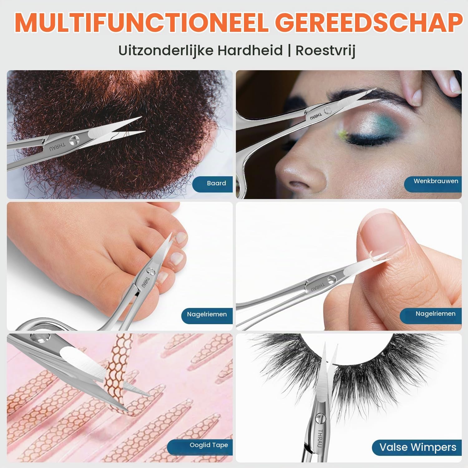 Thumbnail 6 de THRAU THR-CS-ZYS-L linkshandige nagelriemschaar van RVS met gebogen punt
