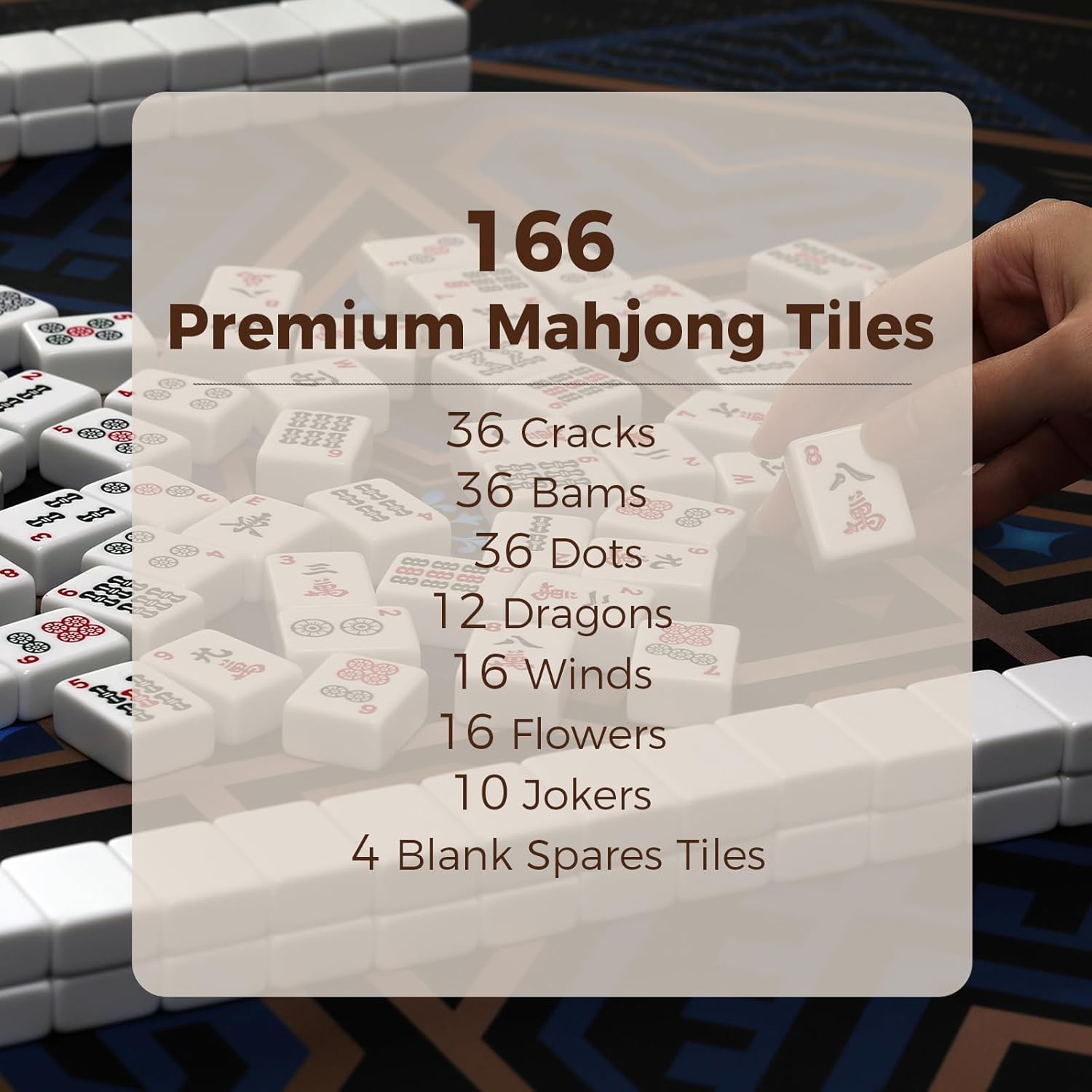 Detalle de Kyerlish American Mahjong - Complete 166-Tile Set with Navy Printed Carrying Bag and All-in-One Racks