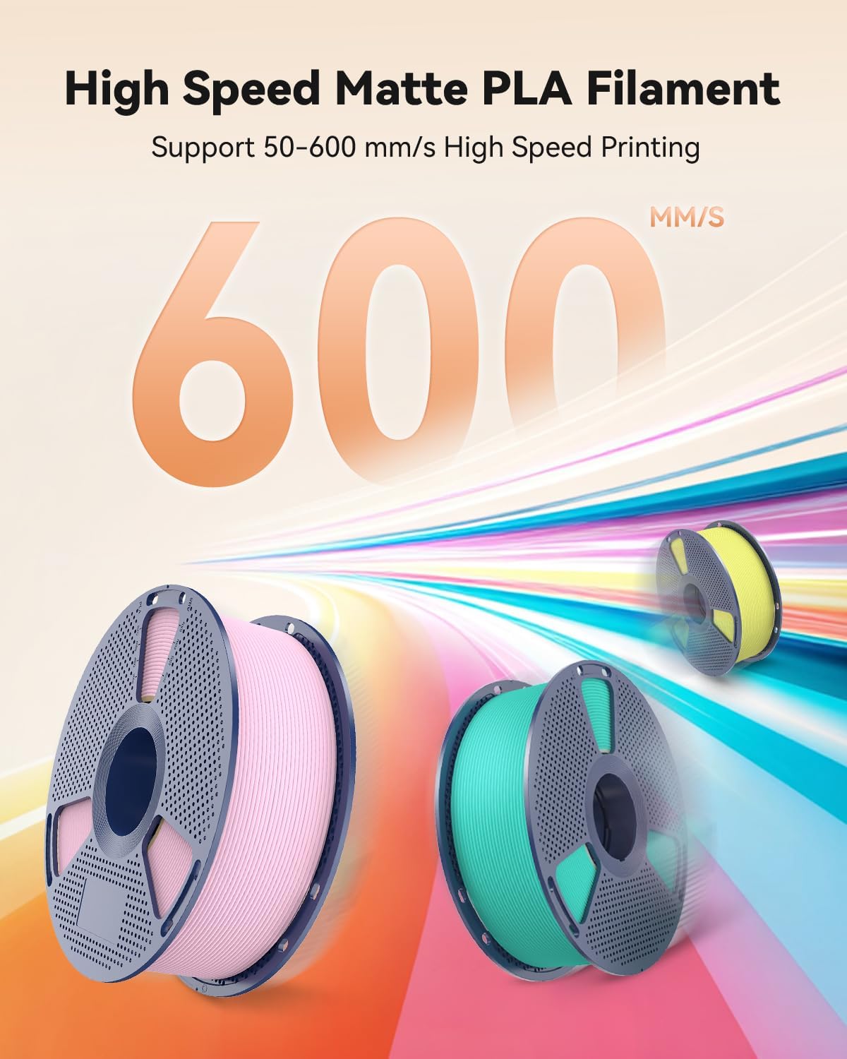 Detalle 2 de SUNLU High-Speed Matte PLA Filament, 1 kg, Grey, 1.75 mm, Up to 600 mm/s