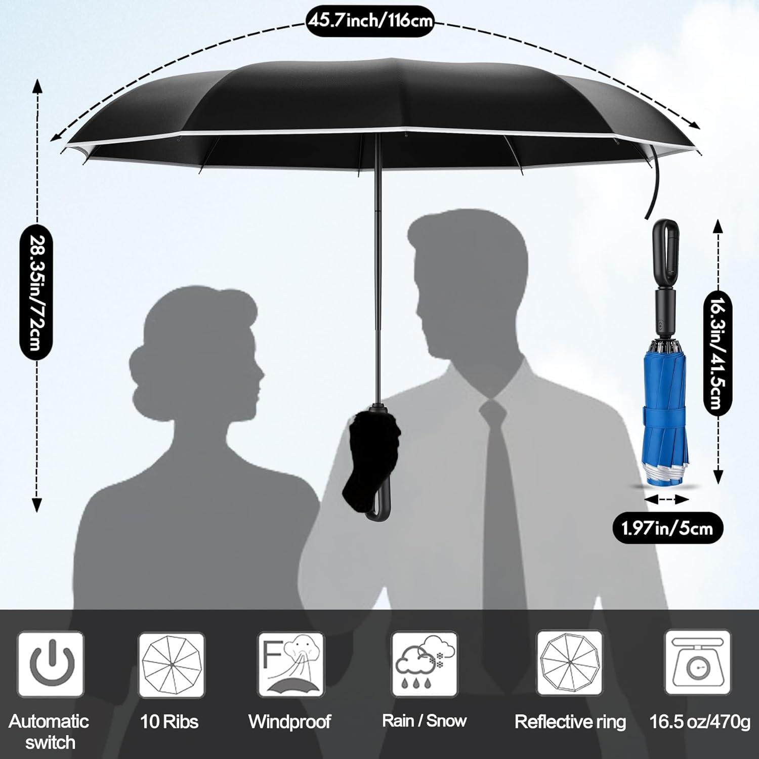 Thumbnail 2 de Copulan Windproof Compact Travel Umbrella