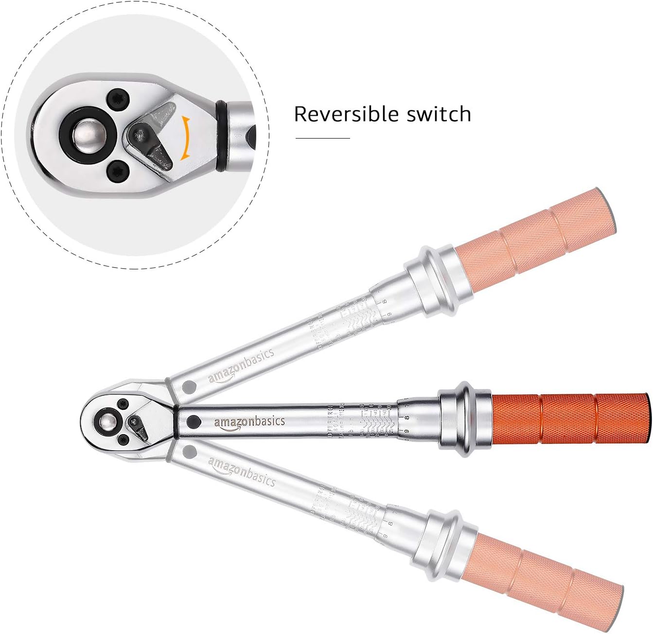 Detalle de Amazon Basics 1/4 Inch Drive Click Torque Wrench (20–150 in-lb / 2.5–15 Nm)