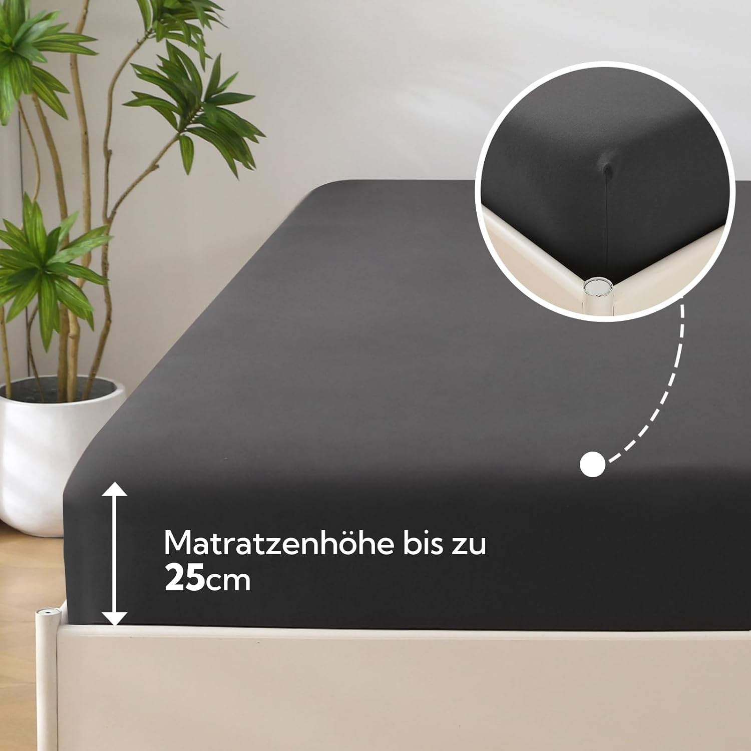 Detalle 2 de SOULFUL Spannbettlaken 90x190cm – 100% Baumwolle, Stonewashed, Öko-Tex zertifiziert, passt bis zu 25 cm Matratzhöhe