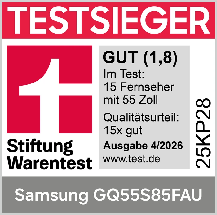 Detalle de Samsung 55'' OLED S85F (2025) mit HW-B760GF Soundbar – eindrucksvolles Bild‑Klang‑Paket