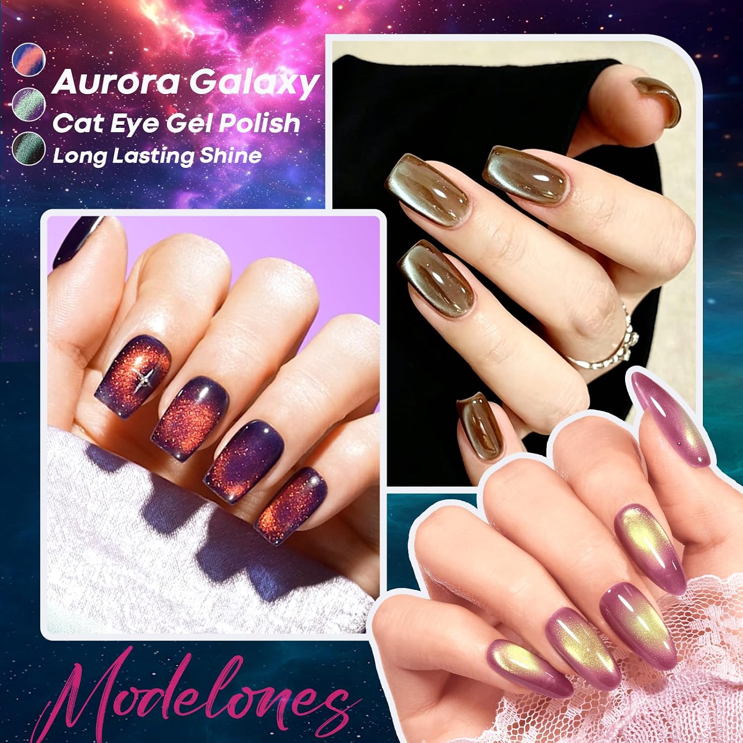 Detalle de Modelones Cat Eye Gel Nail Polish Set, 6 colors