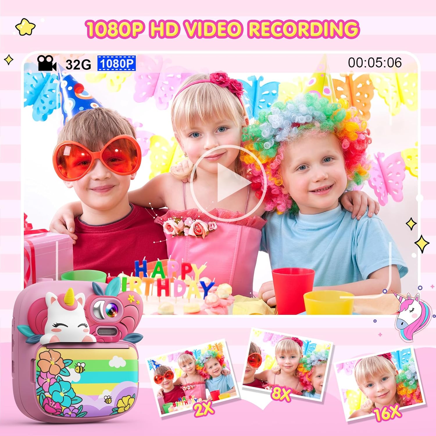 Detalle de TIATUA Appareil Photo Instantané Enfant – Caméra numérique 12 MP avec impression sans encre et écran 2,4