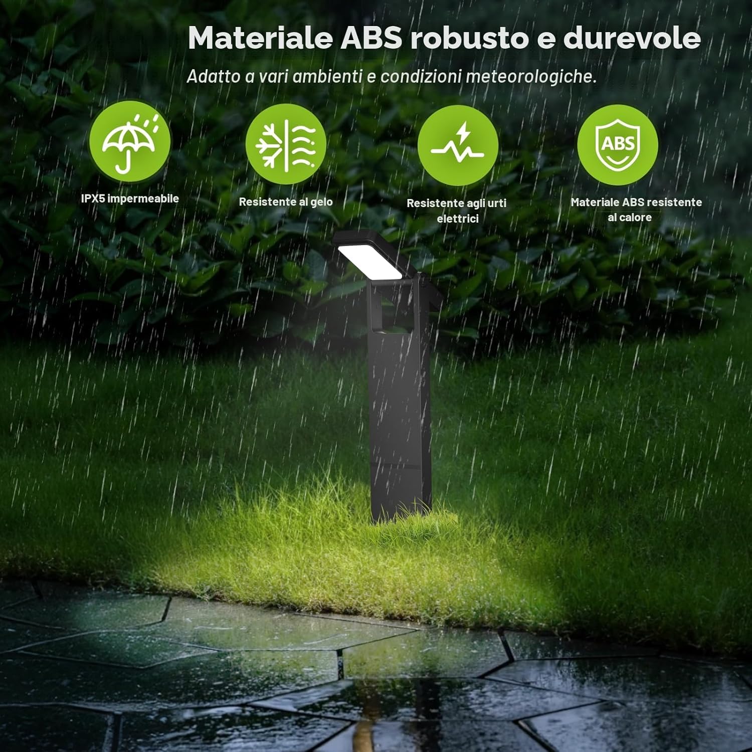 Detalle de OUSFOT Luci Solari da Giardino 6 pezzi con 40 LED, 2 livelli di luminosità e sensore crepuscolare IP65