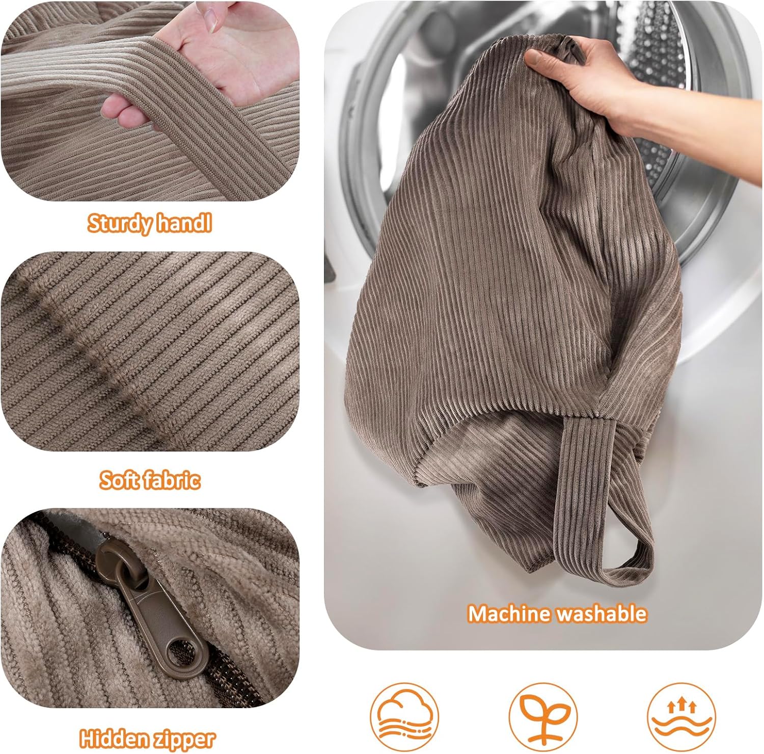 Thumbnail 3 de GAGAKU Pouf di peluche XXL 60x60 cm – fodera per riempire e organizzare giocattoli in cameretta