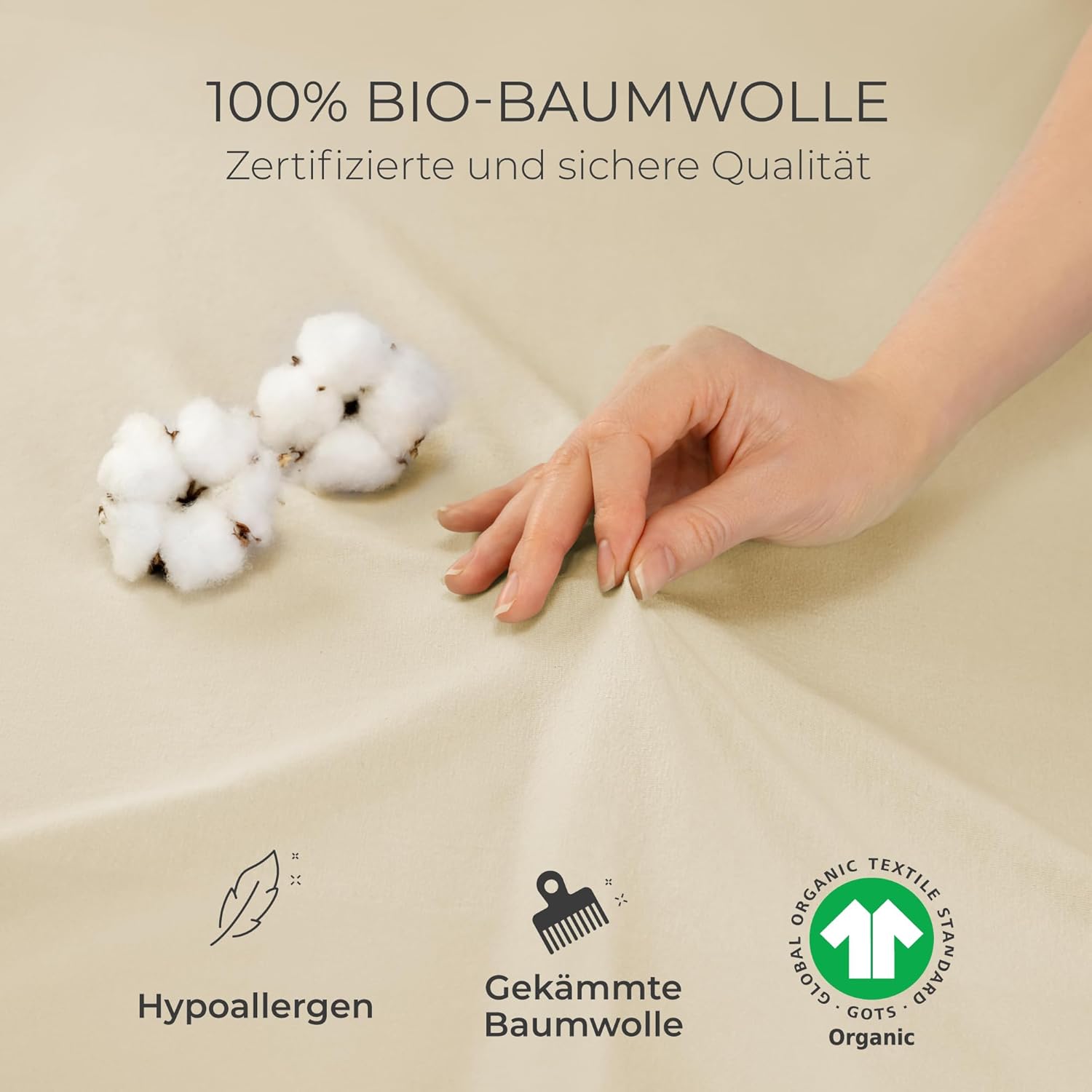 Thumbnail 1 de Dreamzie Premium Spannbettlaken 140x200–160x200 Beige