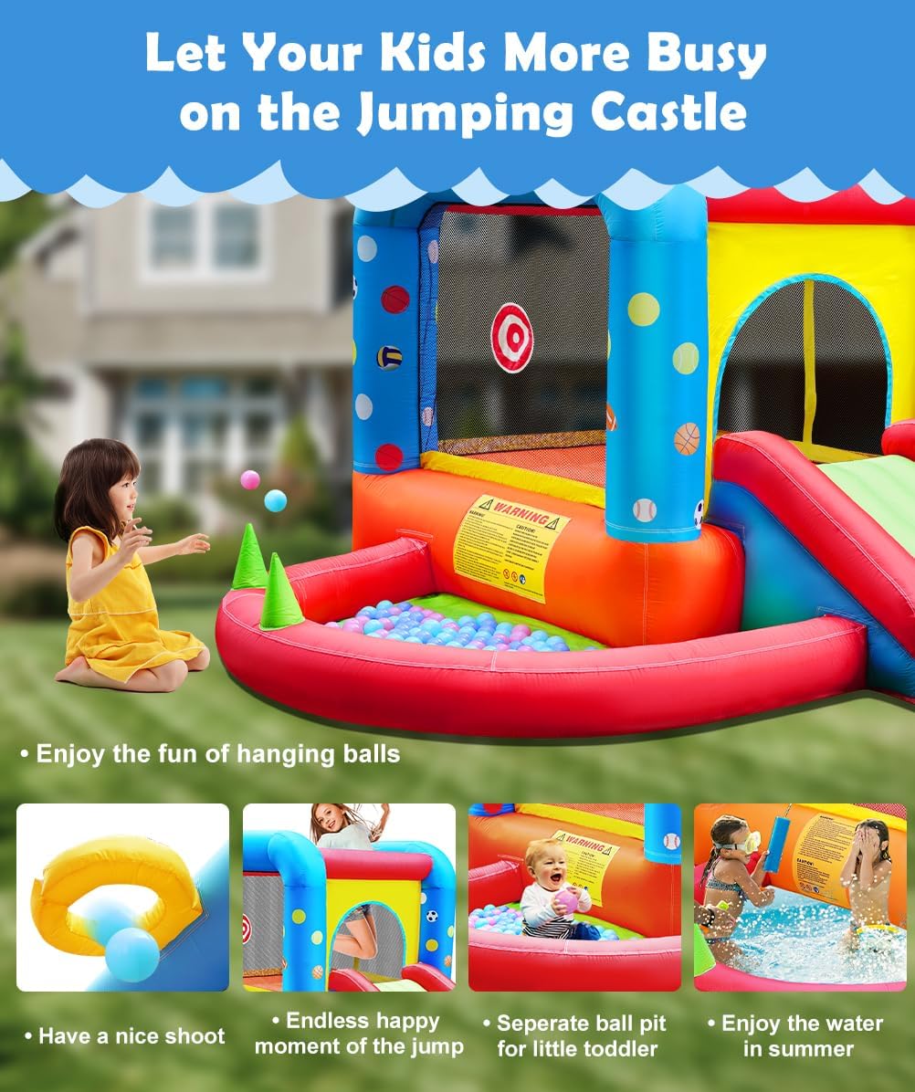 Thumbnail 2 de Step4Fun Inflatable Bounce House: 5-in-1 Kids Castle with Slide, Ball Pit, and Water Jumper
